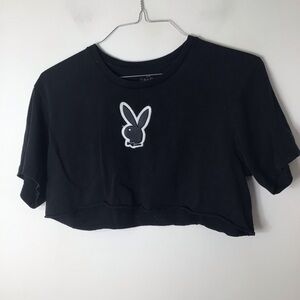Calvin Klein Black Crewneck Tee Interior Logo Print playboy bunny women medium
